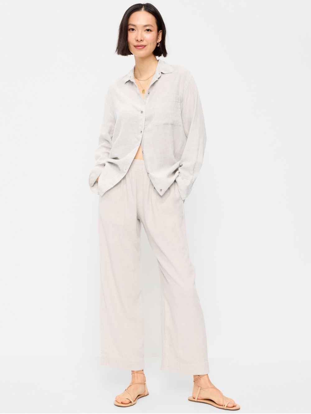 NWT High-Waisted Linen-Blend Pants
